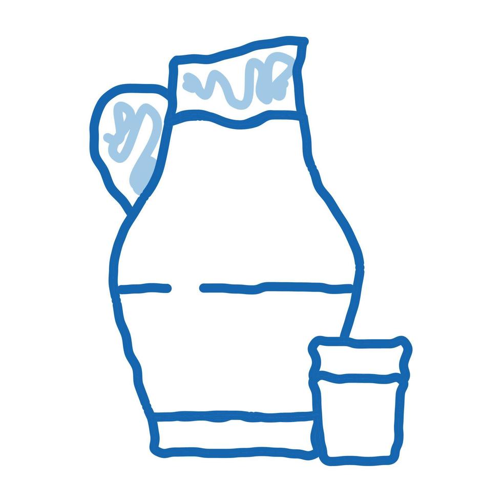 jarro com leite e ícone de rabisco de vidro ilustração desenhada à mão vetor