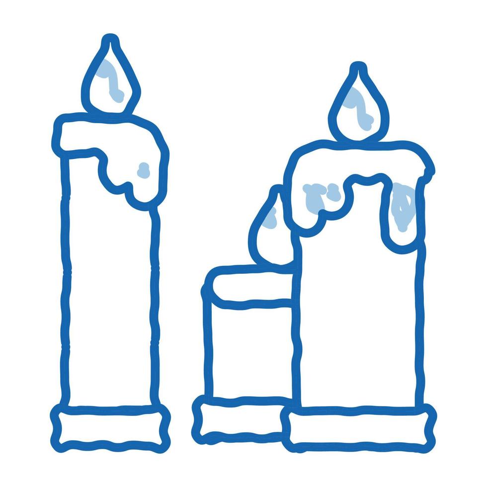 velas acesas da igreja doodle ilustração desenhada à mão vetor