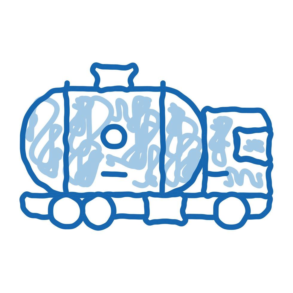 caminhão tanque de gasolina doodle ícone ilustração desenhada à mão vetor