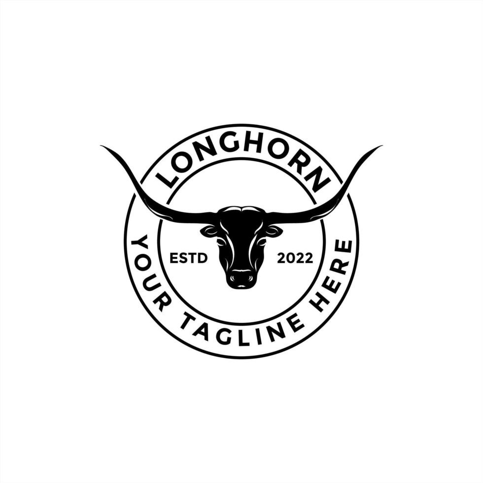 longhorns texas. design de logotipo de rótulo de gado de touro ocidental do país vetor