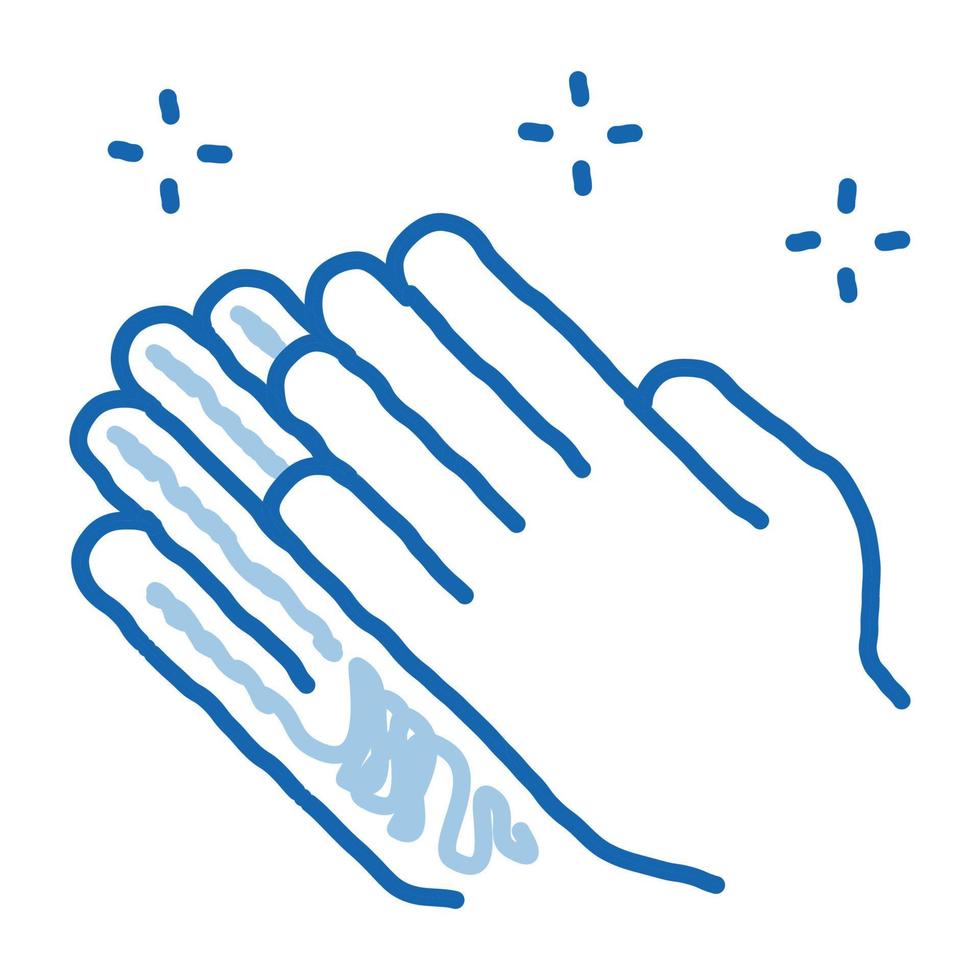 mãos rezando ícone de doodle ilustração desenhada à mão vetor