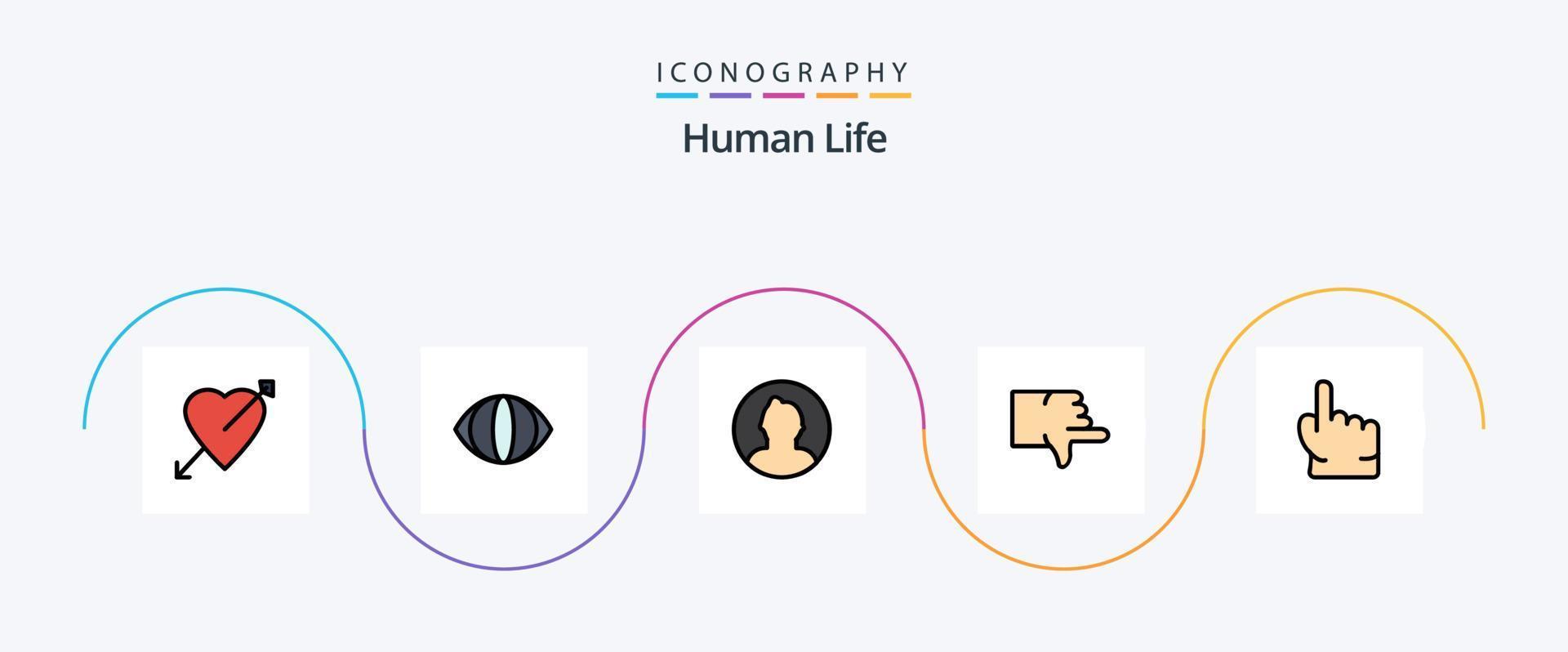 linha humana preenchida pacote de ícones plana 5 incluindo ponto. dedo. cara. voto. baixa vetor