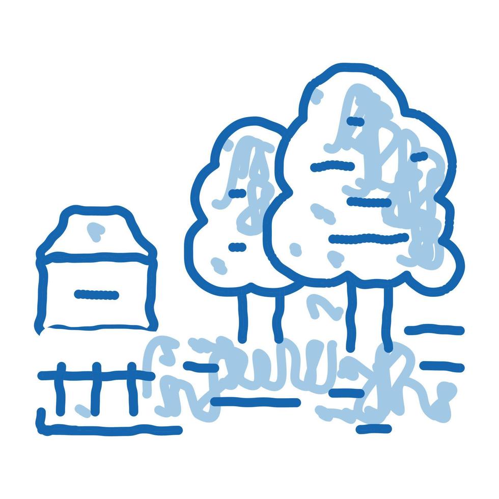 trator na ilustração desenhada à mão do ícone do doodle do campo vetor