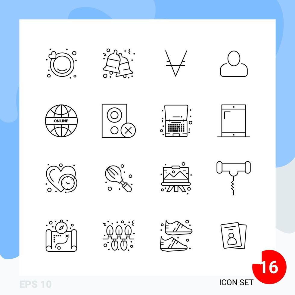 pacote moderno de 16 símbolos de contorno de linha de ícones isolados em fundo branco para design de sites criativos de fundo vetorial de ícone preto vetor