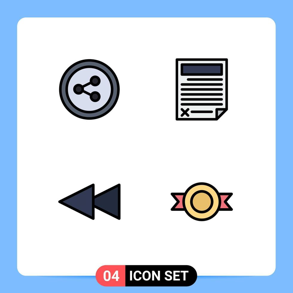 pacote de 4 sinais e símbolos modernos de cores planas de linha preenchida para mídia de impressão na web, como elementos de design de vetores editáveis de etiqueta de relatório de dados de compartilhamento