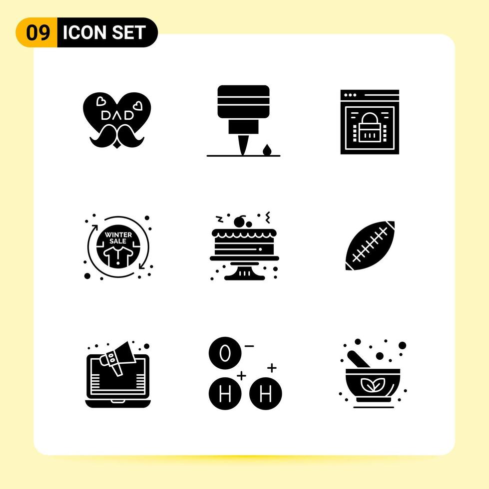9 ícones criativos para design de site moderno e aplicativos móveis responsivos 9 sinais de símbolos de glifo em fundo branco 9 pacote de ícones fundo criativo do vetor de ícones pretos