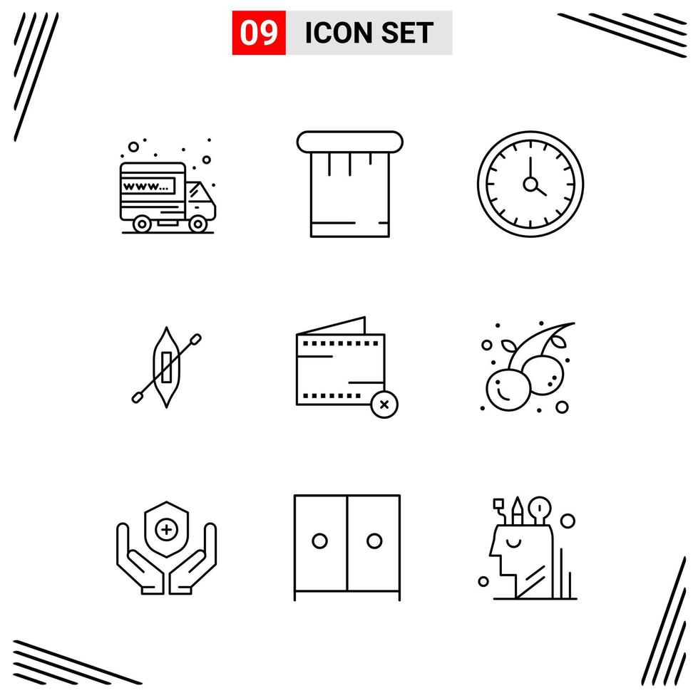 Grade de estilo de linha de 9 ícones baseada em símbolos de contorno criativos para design de sites sinais de ícone de linha simples isolados no fundo branco 9 conjunto de ícones criativo fundo de vetor de ícone preto