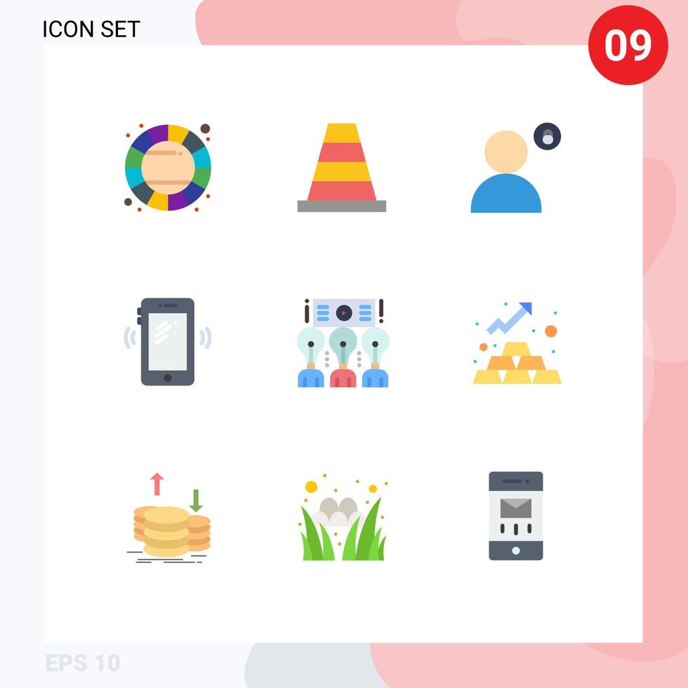 conjunto moderno de pictograma de 9 cores planas de elementos de design de vetores editáveis de cadeado huawei