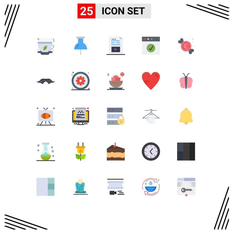 conjunto de 25 cores planas comerciais para arquivo de doces de comida mac app elementos de design de vetores editáveis