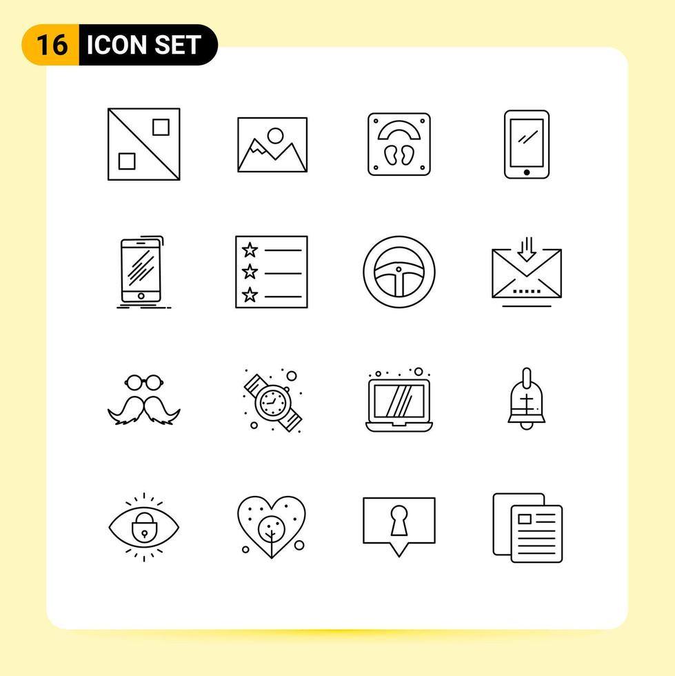 pacote de ícones vetoriais de estoque de 16 sinais e símbolos de linha para escala de iphone móvel android telefone inteligente elementos de design de vetores editáveis