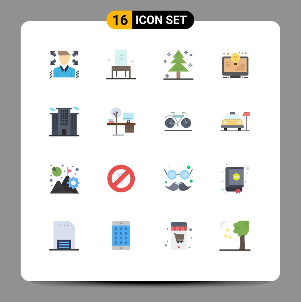 conjunto de 16 sinais de símbolos de ícones de interface do usuário modernos para a construção de lâmpada de natal pacote editável de elementos de design de vetores criativos