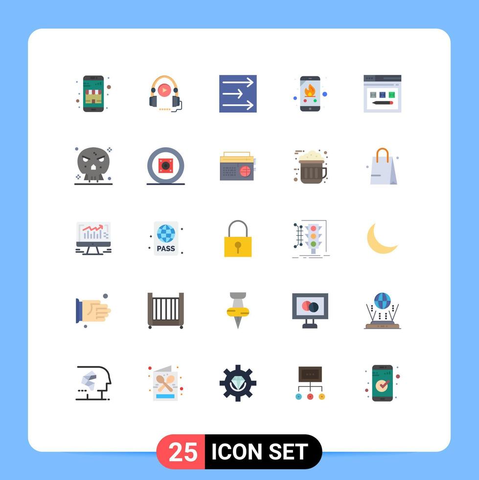 pacote de ícones vetoriais de estoque de 25 sinais e símbolos de linha para elementos de design de vetores editáveis de emergência de telefone de seta de internet da web