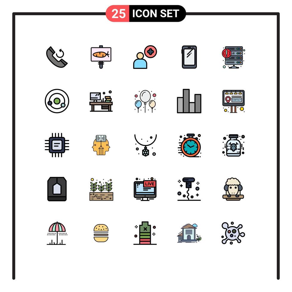 conjunto de 25 sinais de símbolos de ícones de interface do usuário modernos para hospedagem de falha mais elementos de design de vetores editáveis móveis samsung