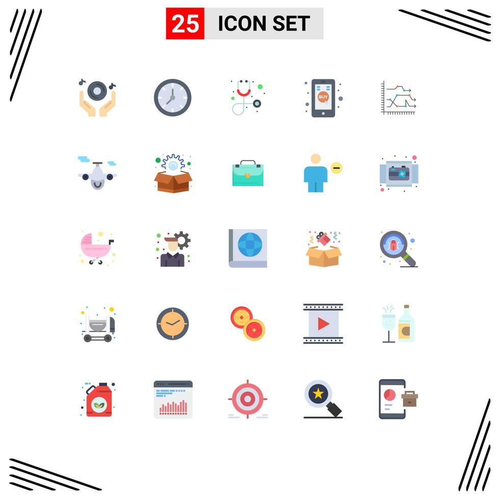 25 ícones criativos, sinais e símbolos modernos de loja móvel de negócios, relógio móvel, clique em elementos de design de vetores editáveis móveis
