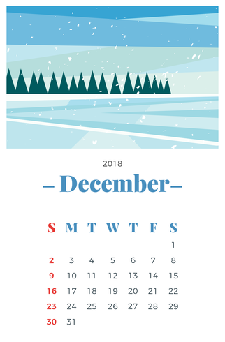Calendário mensal de dezembro de 2018 vetor