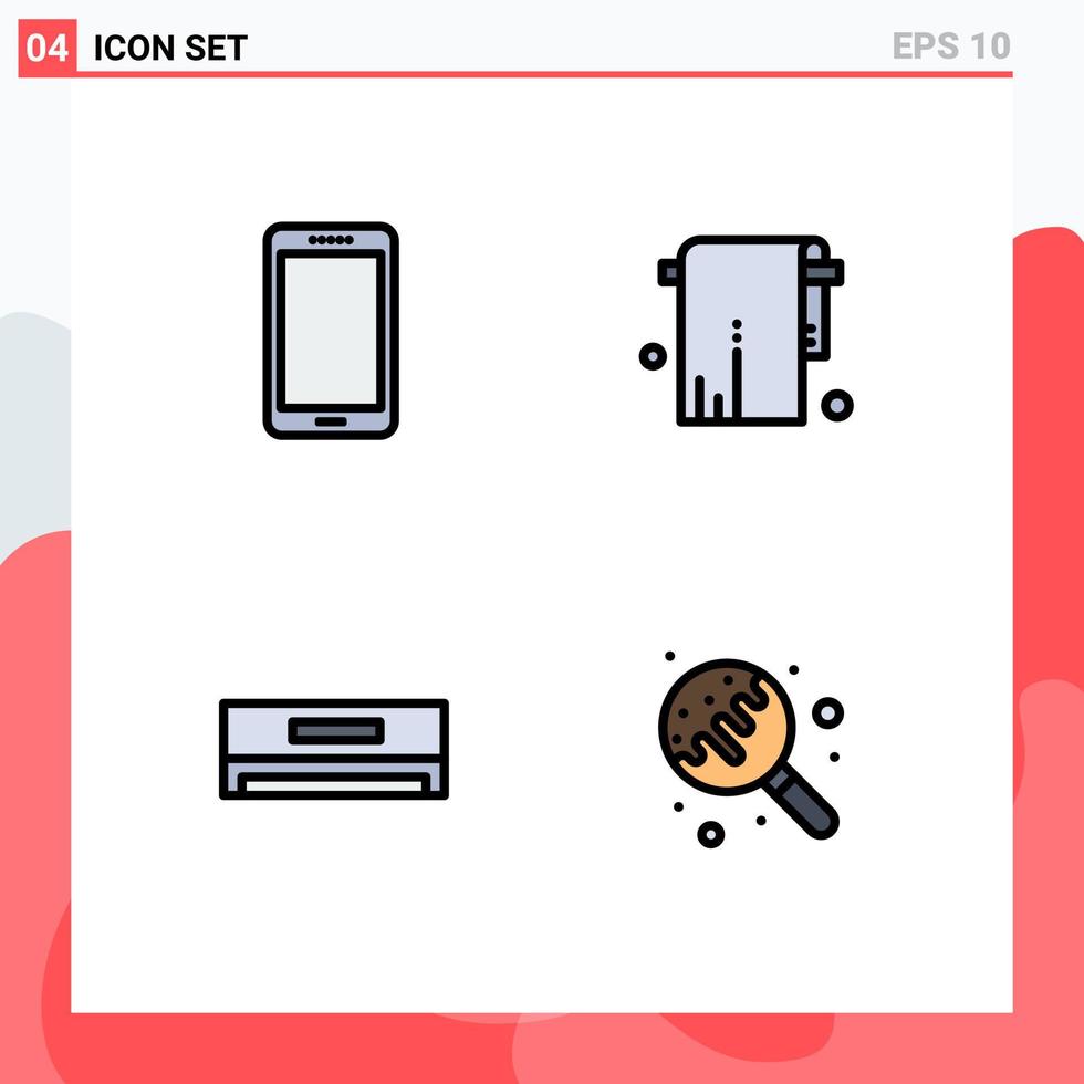 pacote de linha vetorial editável de 4 cores planas de linha preenchida simples de ar condicionado de telefone huawei jack elementos de design de vetores editáveis elétricos