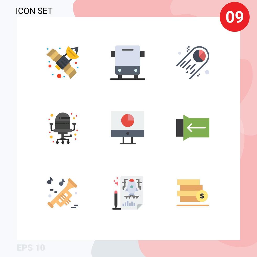 9 ícones criativos, sinais modernos e símbolos de gráfico de computador, assento, cadeira, elementos de design de vetores editáveis