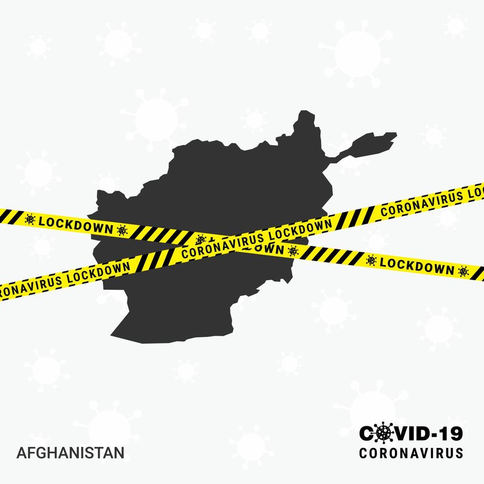 modelo de bloqueio de mapa do afeganistão para pandemia de coronavírus para interromper a transmissão de vírus modelo de conscientização covid 19 vetor