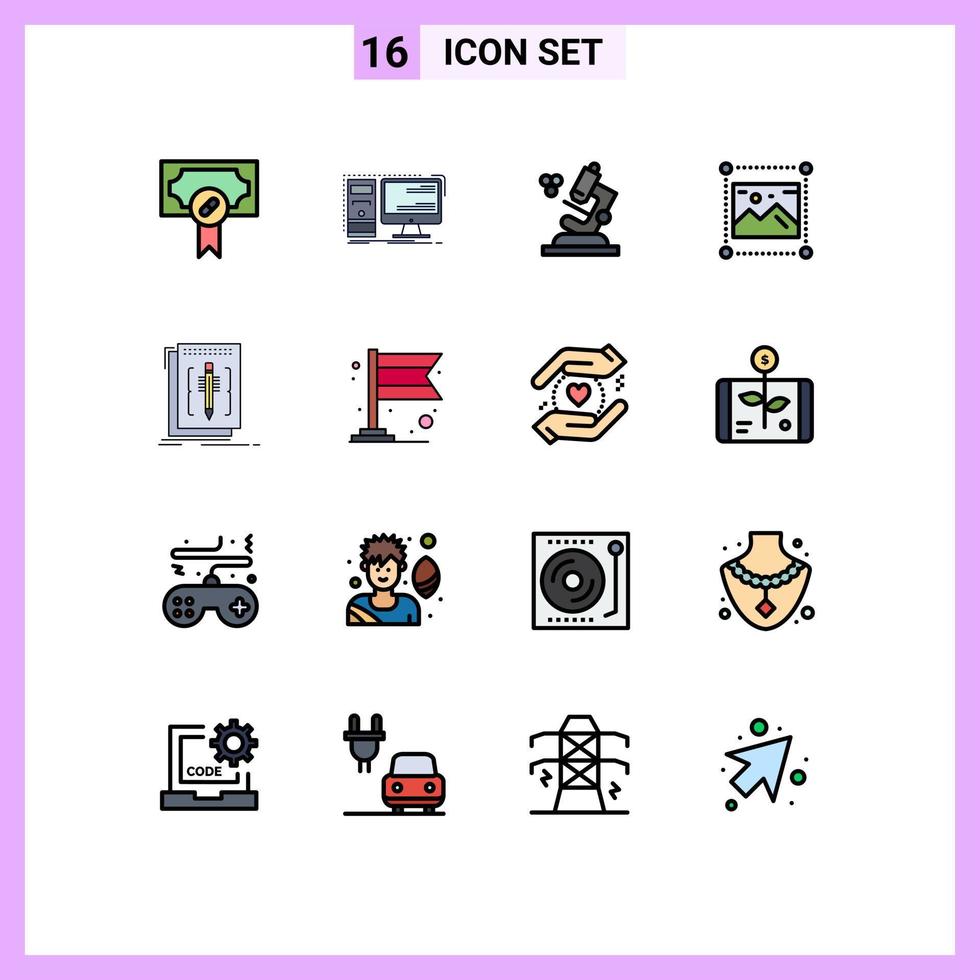 conjunto de 16 sinais de símbolos de ícones de interface do usuário modernos para design gráfico de sistema gráfico de código elementos de design de vetores criativos editáveis