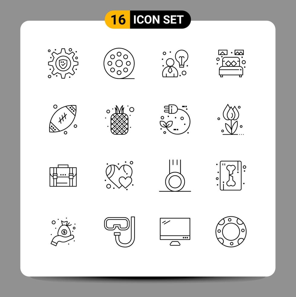 conjunto de pictogramas de 16 contornos simples da ideia do pai do dia dos pais para decorar elementos de design de vetores editáveis únicos