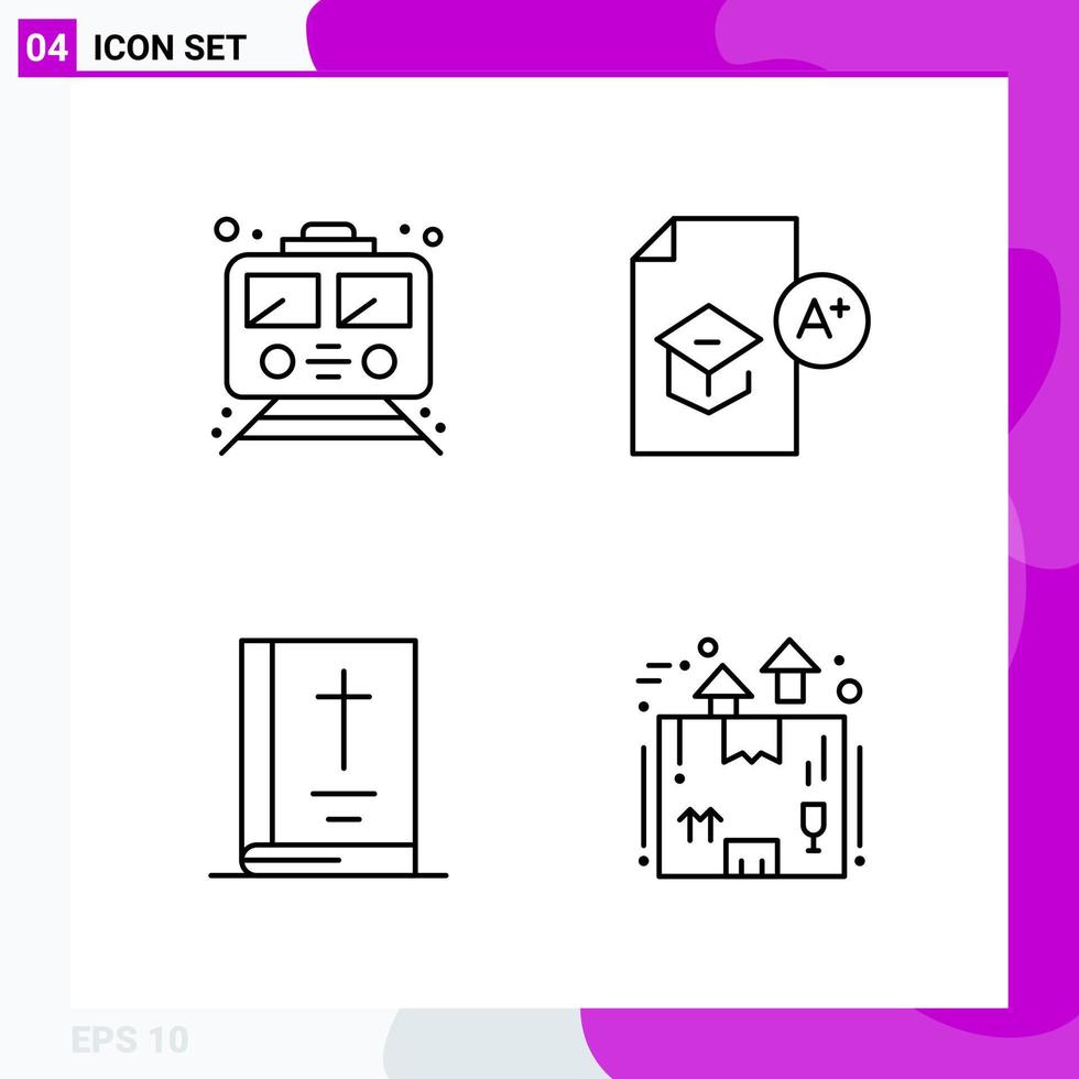 pacote de conjunto de ícones de linha de 4 ícones de contorno isolados no fundo branco para impressão na web e fundo de vetor de ícone preto criativo móvel