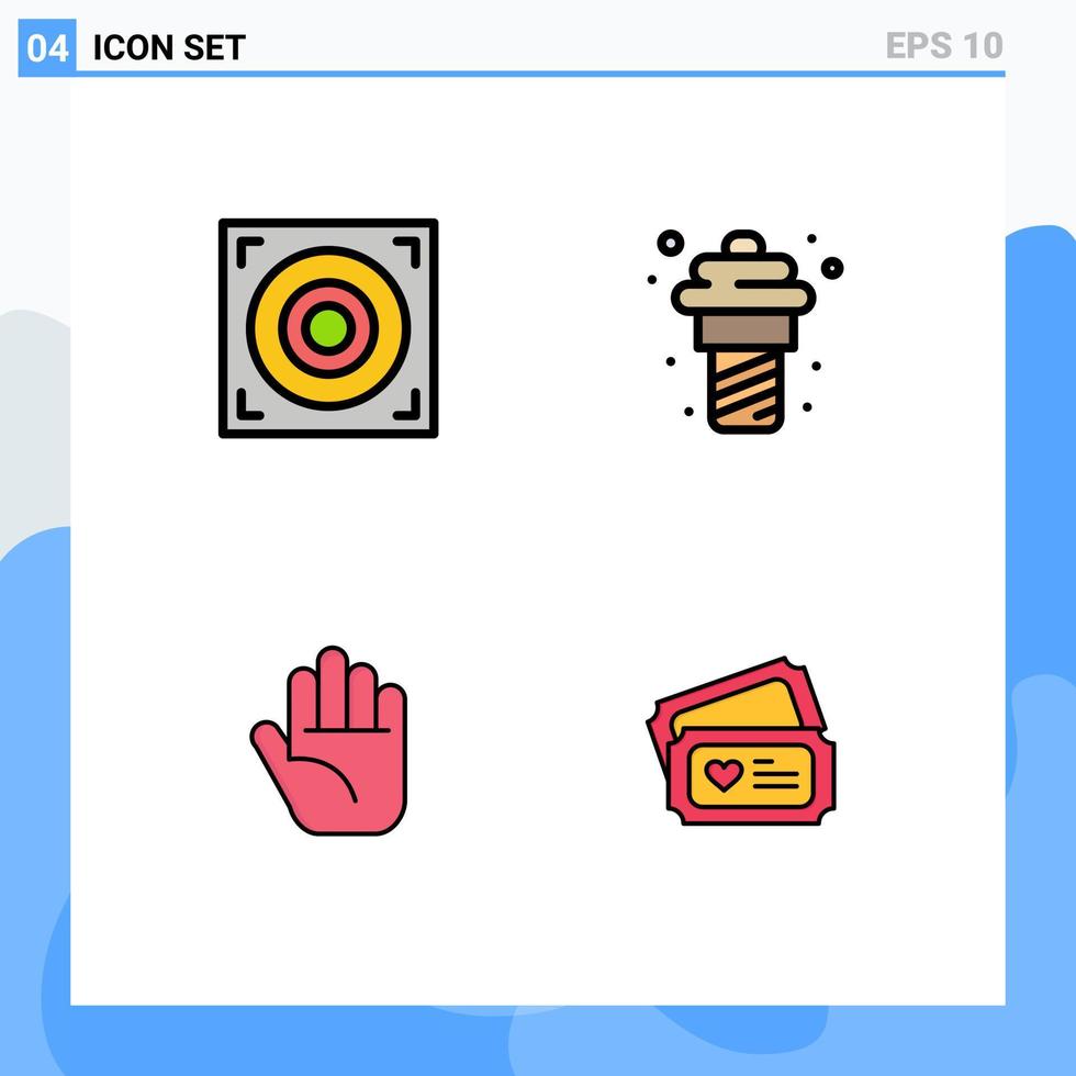 4 ícones criativos, sinais modernos e símbolos de elementos de design de vetores editáveis de refeição de iogurte de bilhete da web