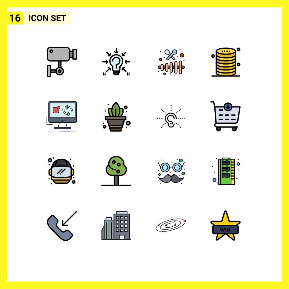 16 ícones criativos sinais e símbolos modernos de solução de dados do servidor nuvem xilofone elementos de design de vetores criativos editáveis