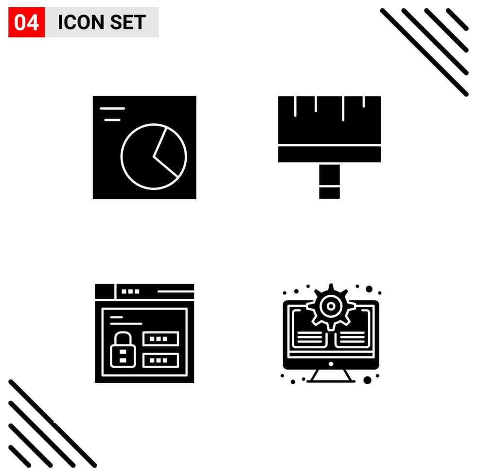 conjunto perfeito de 4 ícones sólidos de glifo conjunto de ícones para webite design e interface de aplicativos móveis criativo ícone preto fundo do vetor