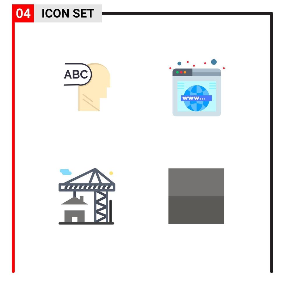 4 ícones criativos, sinais e símbolos modernos de construção de camada, layout de guindaste da web, elementos de design de vetores editáveis