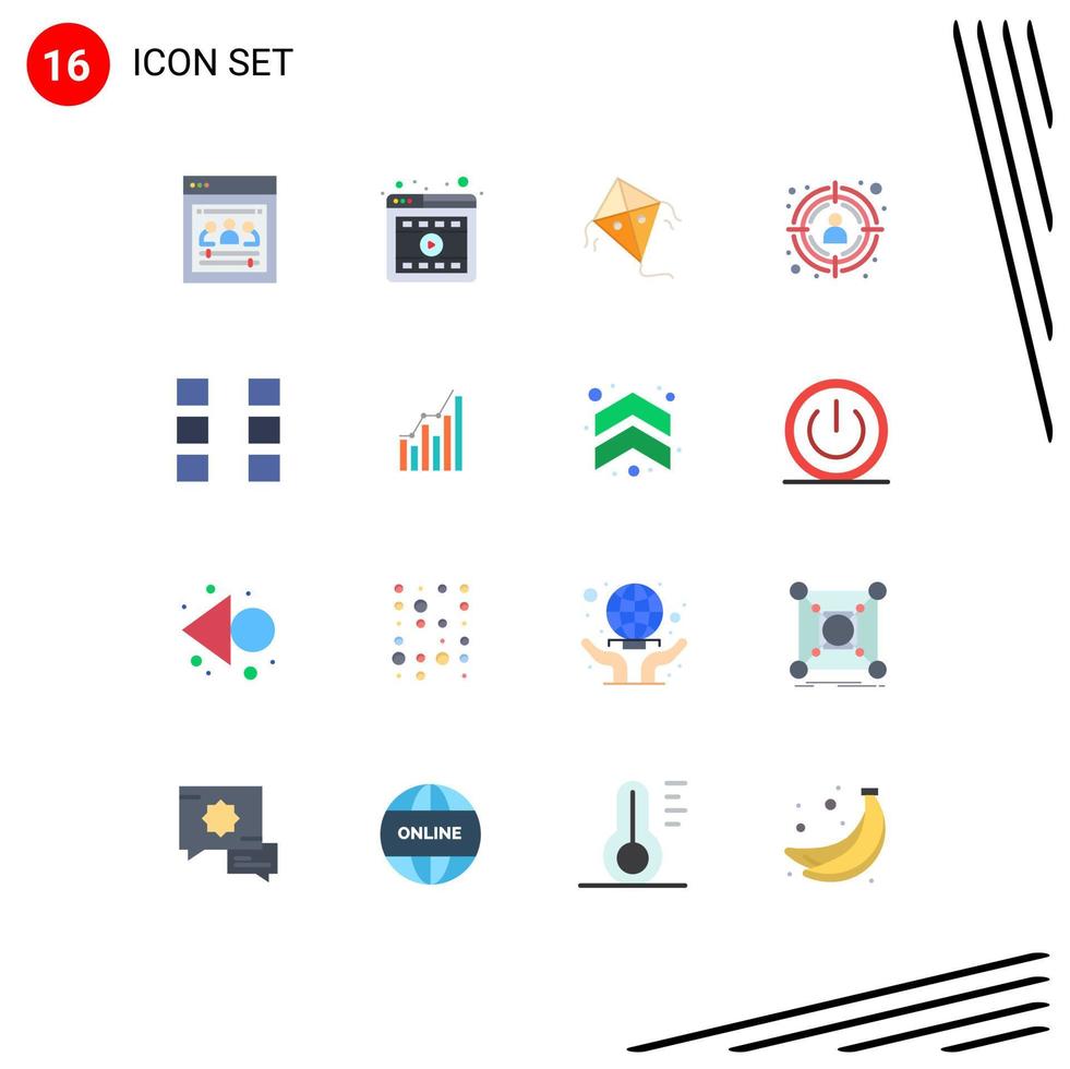 Conceito de 16 cores planas para sites móveis e aplicativos wireframe ui kite layout alvo pacote editável de elementos de design de vetores criativos