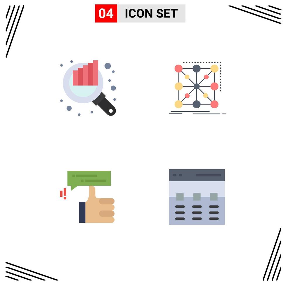 4 ícones criativos, sinais e símbolos modernos do aplicativo de SEO de dedo de auditoria, como elementos de design de vetores editáveis