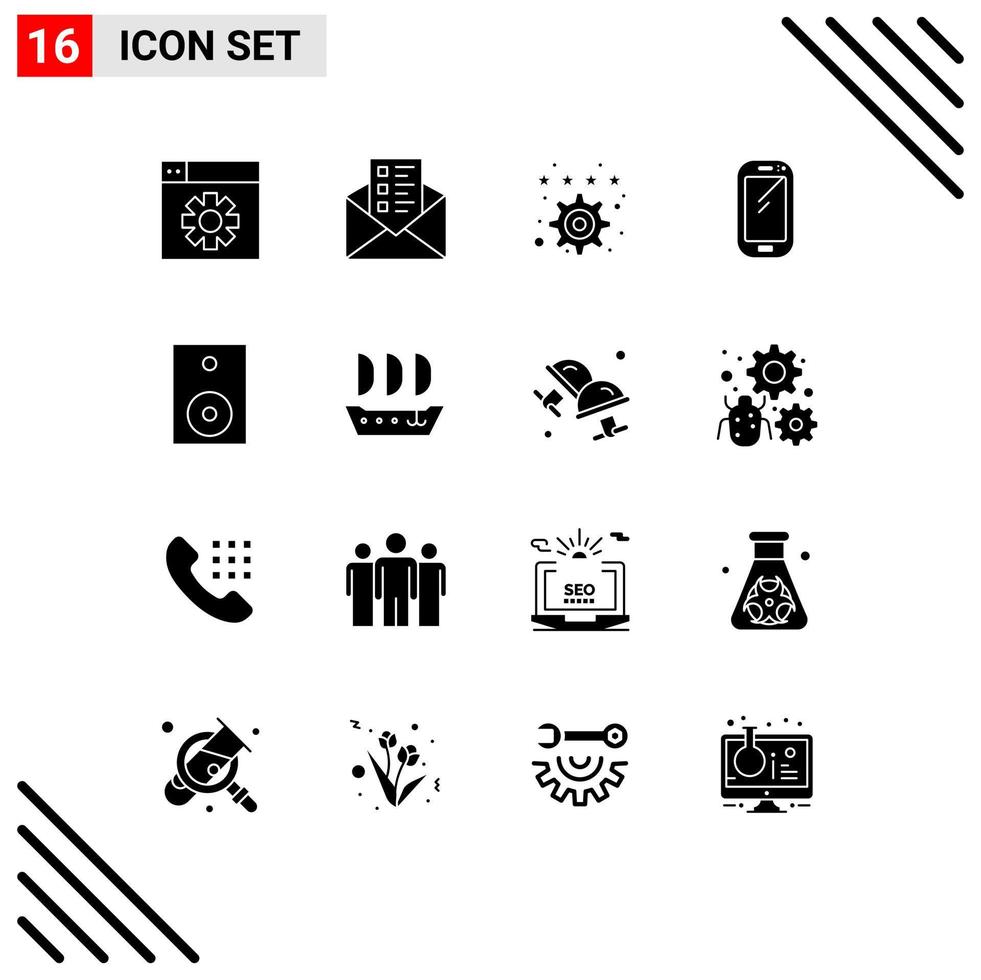 pacote de ícones vetoriais de estoque de 16 sinais e símbolos de linha para produtos, dispositivos, preferência, elementos de design de vetores editáveis móveis samsung