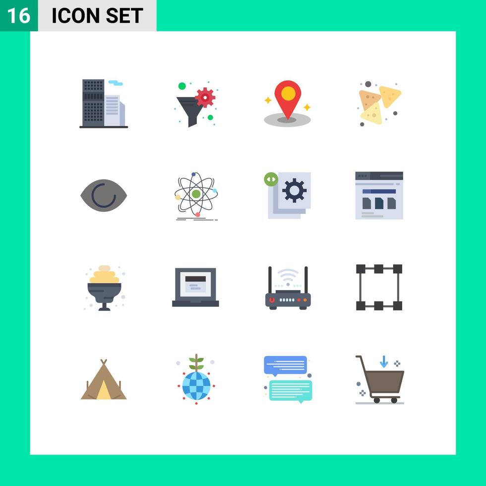 pacote de interface do usuário de 16 cores planas básicas de pacote editável de salgadinhos de localização do olho humano de elementos de design de vetores criativos
