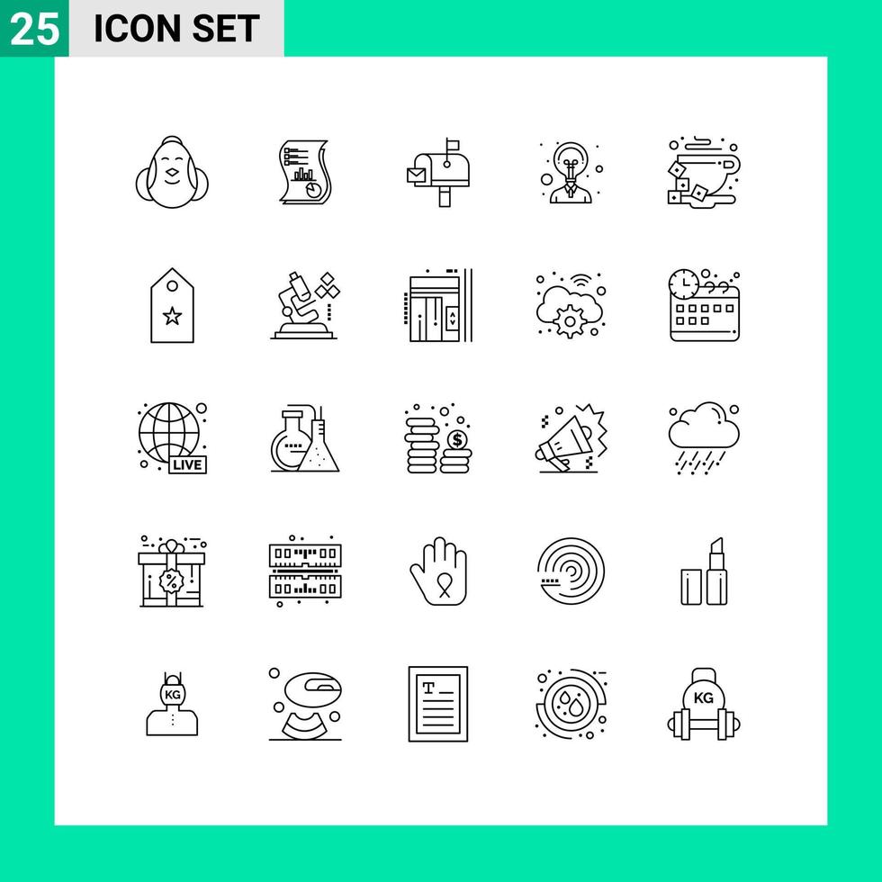 conjunto de 25 linhas comerciais embalam para ideias correios dados caixa de correio correio elementos de design vetoriais editáveis vetor