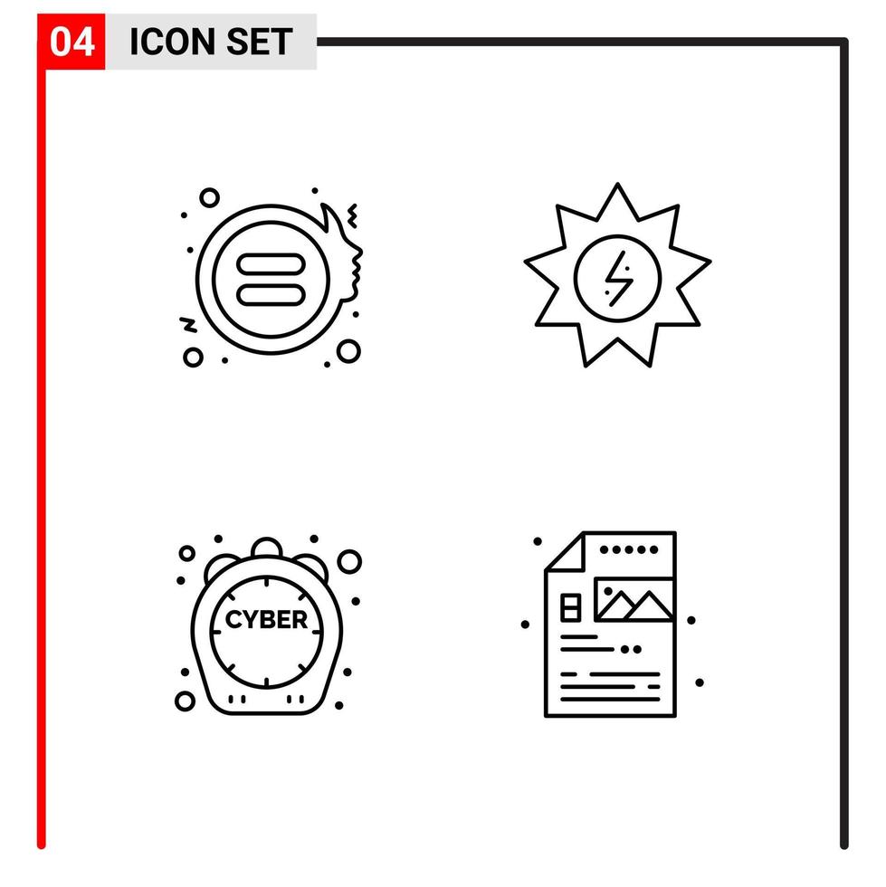 4 ícones gerais para impressão de design de sites e aplicativos móveis 4 sinais de símbolos de contorno isolados em fundo branco pacote de 4 ícones fundo de vetor de ícone preto criativo