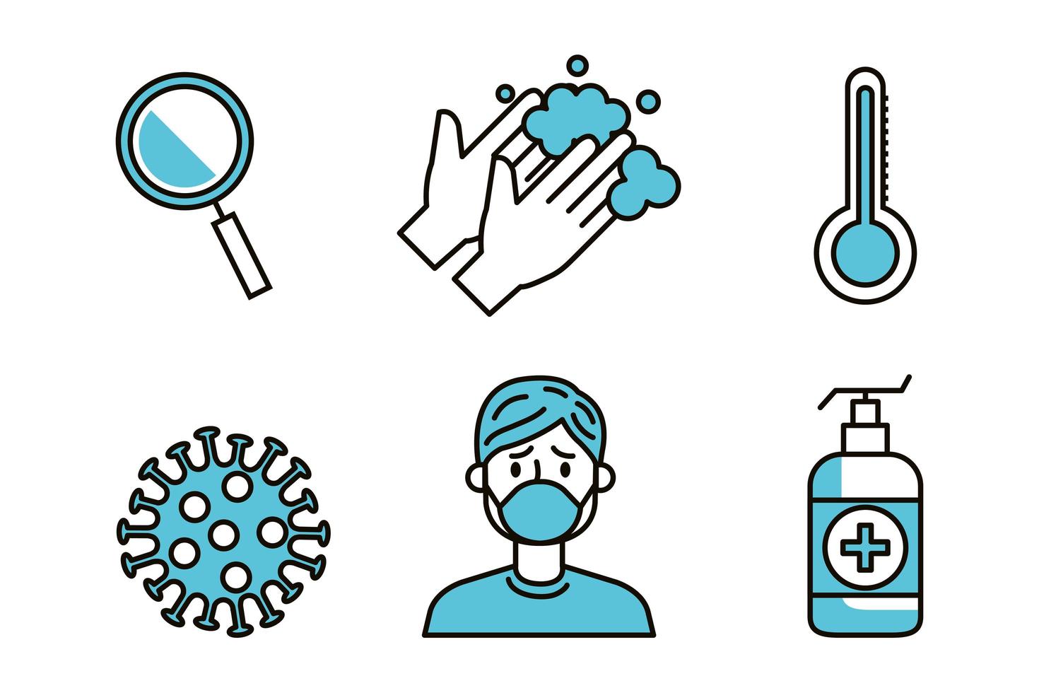 conjunto de ícones de prevenção de coronavírus vetor