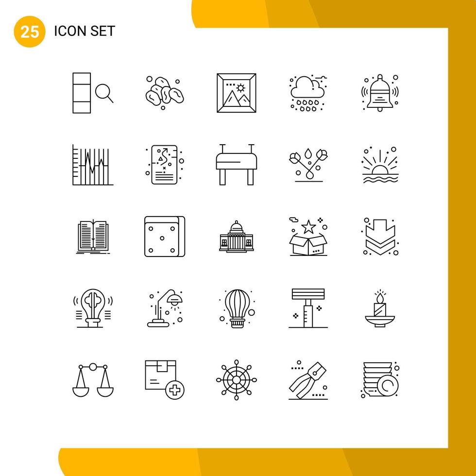 conjunto de 25 símbolos de ícones de interface do usuário modernos sinais para imagens de escola de educação sino chuva elementos de design de vetores editáveis