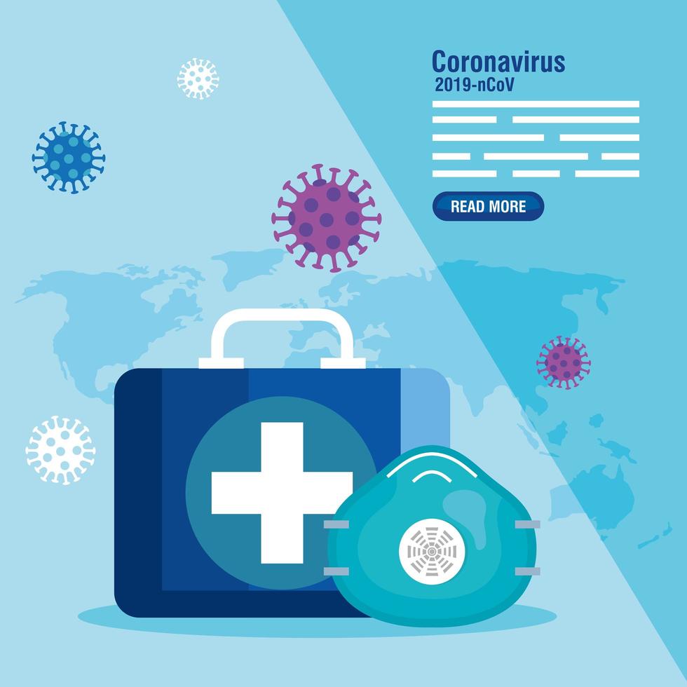 banner de prevenção de coronavírus com ícones médicos vetor