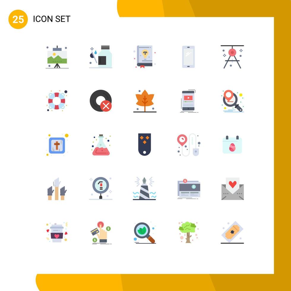 conjunto moderno de 25 cores planas e símbolos, como iphone mobile medicine smart phone aprendendo elementos de design vetorial editáveis vetor