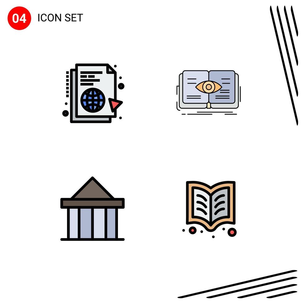 pacote de ícones de vetores de estoque de 4 sinais e símbolos de linha para aprender elementos de design de vetores editáveis de livro de internet de crescimento