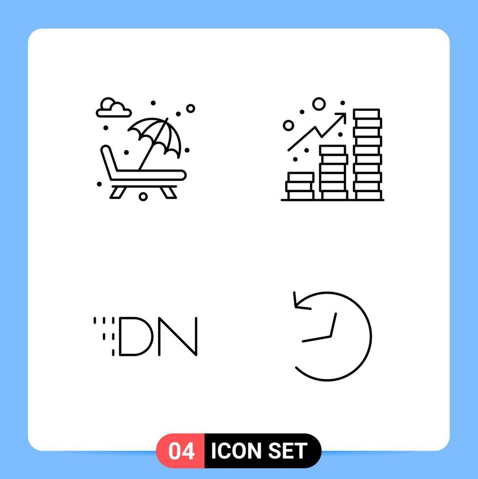 Símbolos de contorno de pacote de ícones pretos de 4 linhas para aplicativos móveis isolados em fundo branco 4 ícones definir fundo de vetor de ícone preto criativo