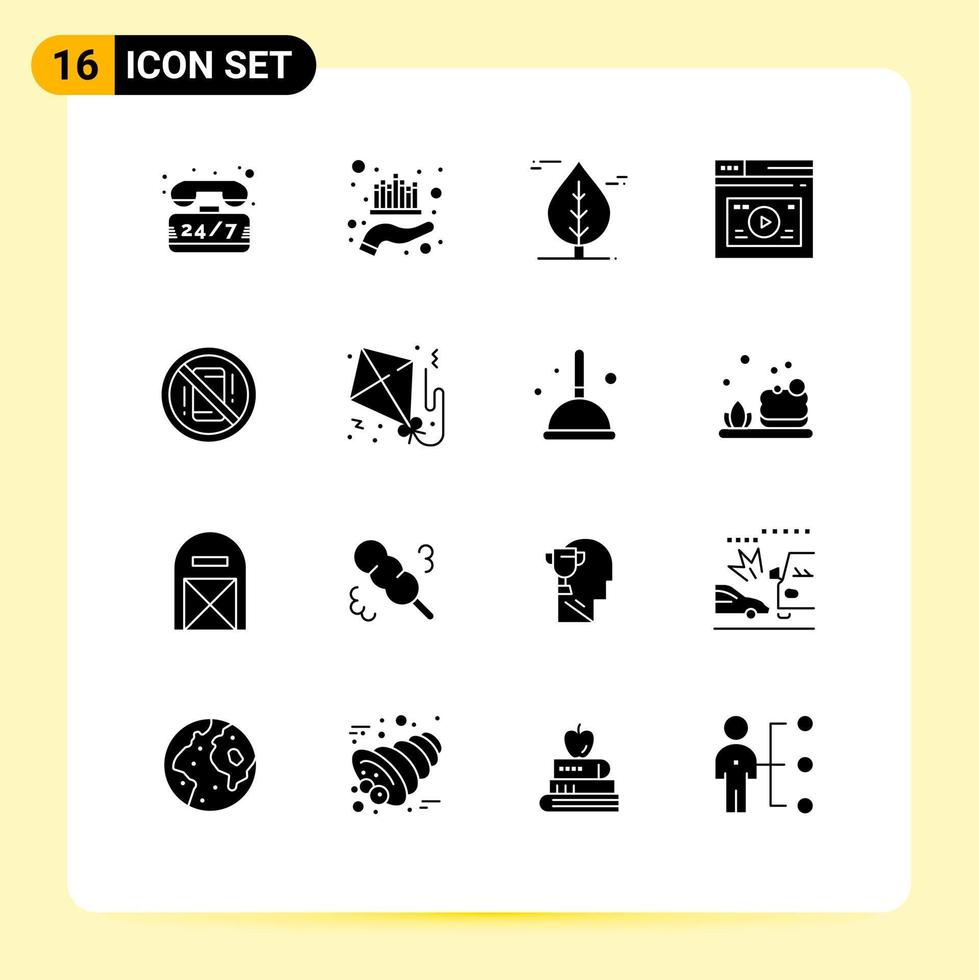 conjunto de 16 sinais de símbolos de ícones de interface do usuário modernos para evitar elementos de design de vetores editáveis de riqueza de site