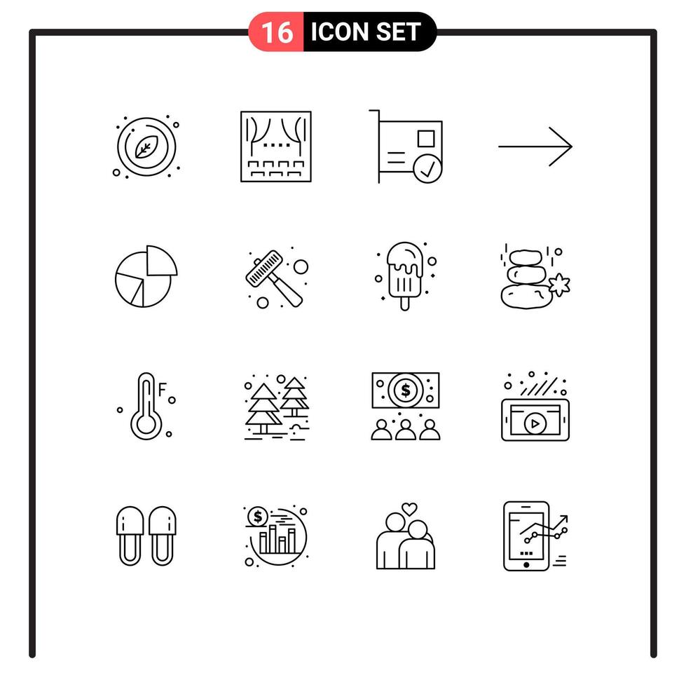 16 ícones criativos, sinais modernos e símbolos de elementos de design de vetores editáveis de hardware gráfico de diagrama