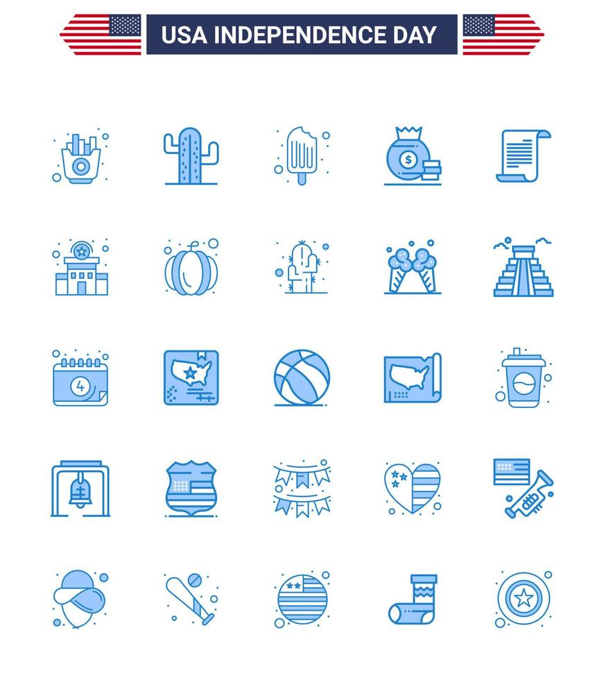 25 ícones criativos dos eua sinais modernos de independência e símbolos de 4 de julho de texto dólar americano frio dinheiro editável dia dos eua vetor elementos de design