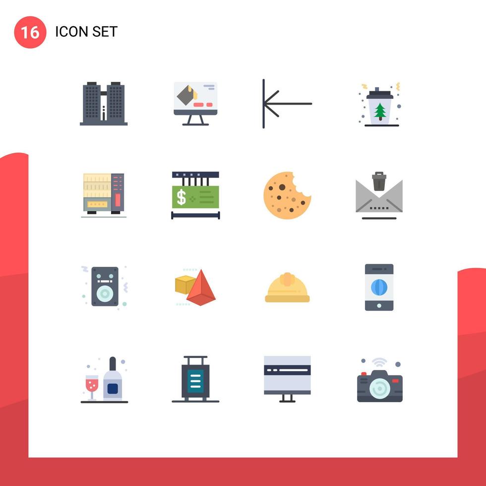 pacote de interface de usuário de 16 cores planas básicas de pacote editável de copo quente de seta de árvore interior de elementos de design de vetores criativos