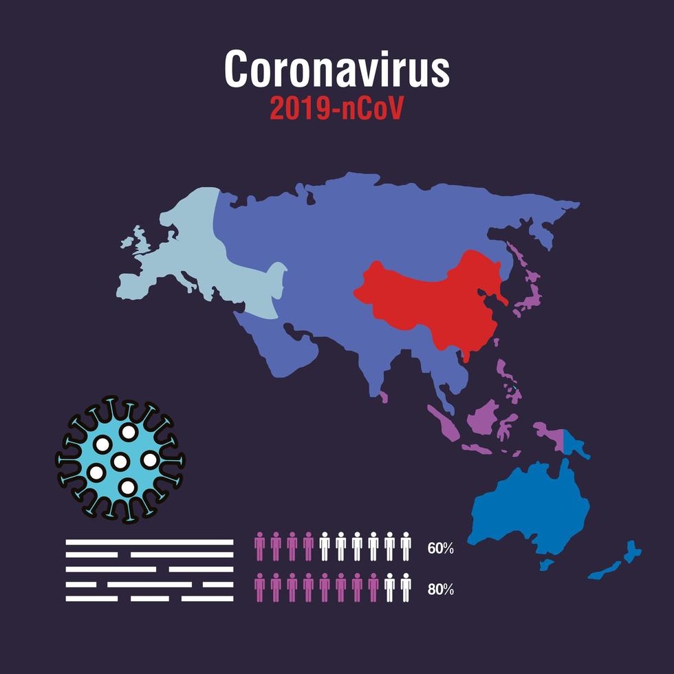 banner de prevenção de coronavírus com mapa vetor