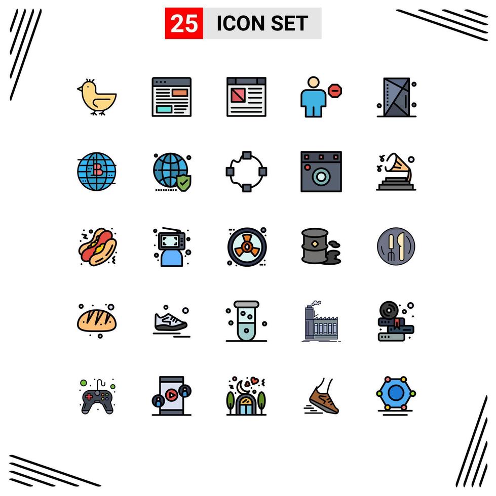 25 ícones criativos, sinais modernos e símbolos de elementos de design de vetores editáveis de bloco de página de corpo de sinal