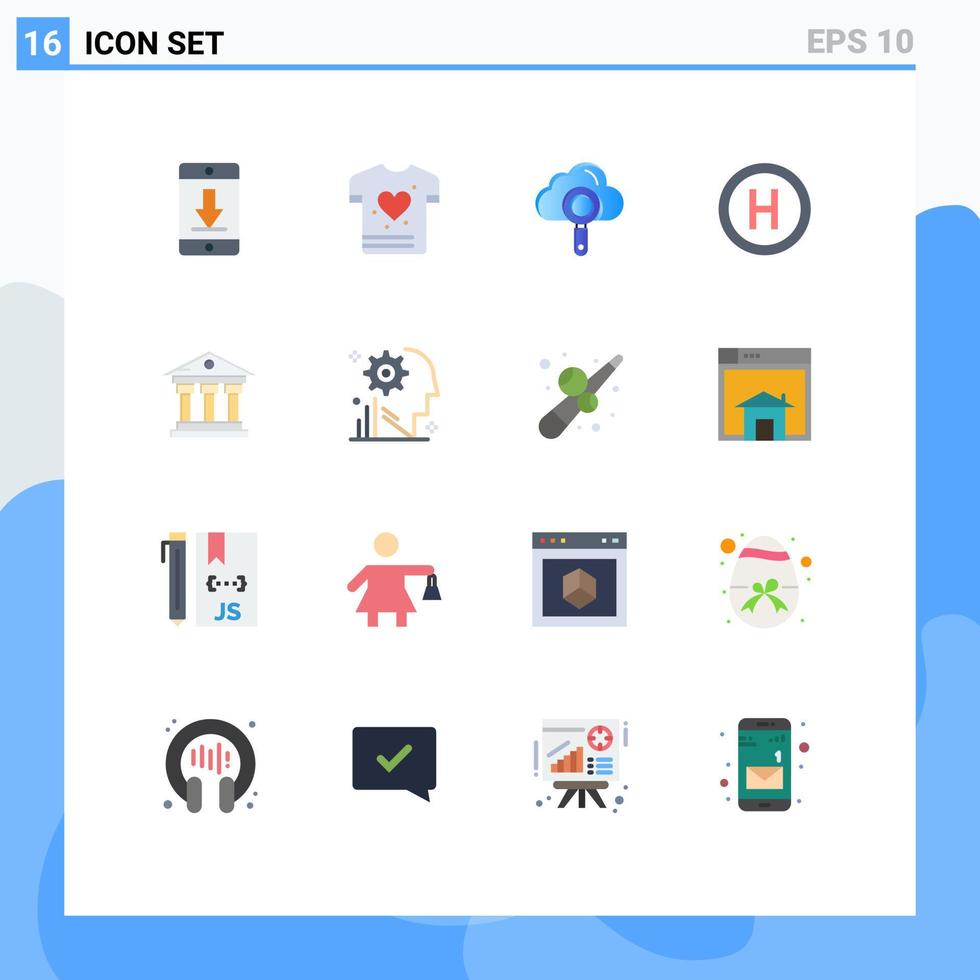 conjunto de 16 símbolos de ícones de interface do usuário modernos sinais para banco de dinheiro placa de nuvem hospital pacote editável de elementos de design de vetores criativos