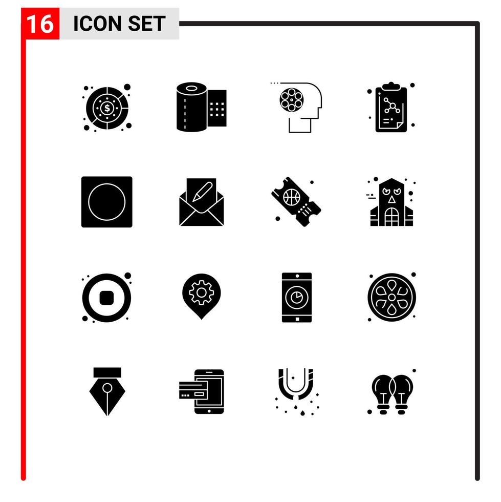 16 sinais de glifos sólidos universais símbolos de elementos de design de vetores editáveis de pessoal de equipe de lição de quadro