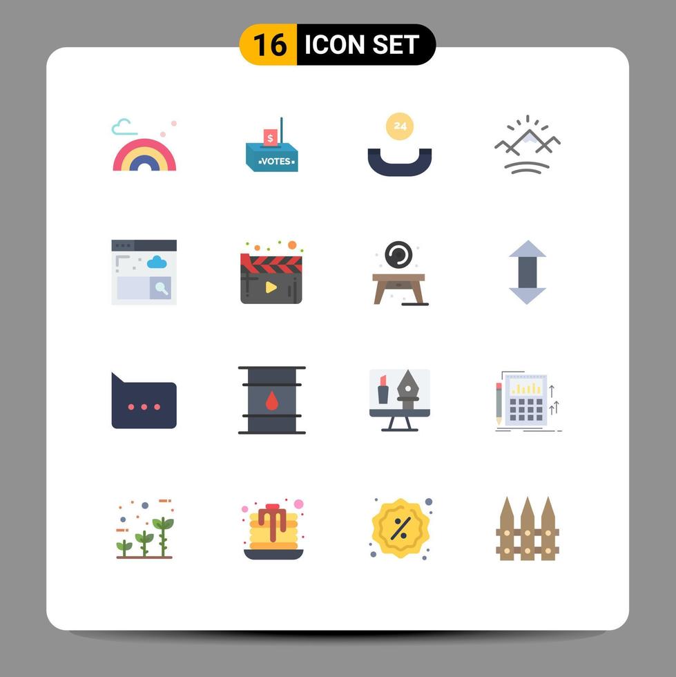 Pacote de cores planas de 16 interfaces de usuário de sinais e símbolos modernos da internet canadá dinheiro sol montanhas pacote editável de elementos de design de vetores criativos